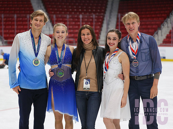 Neset & Markelov and Flores & Desyatov with coach Elena Dostatni