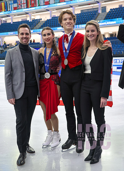 Wolfkostin & Tsarevski with coaches Greg Zuerlein and Tanith Belbin